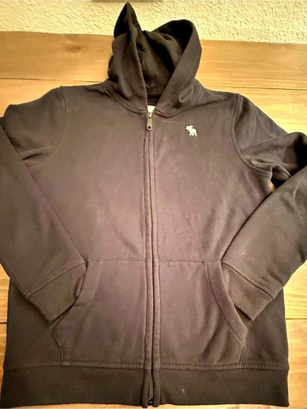 Abercrombie Kids Essential Full-Zip Hoodie Boys 13/14 Black